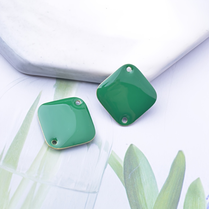 6pcs Colorful Geometric Square Charms for DIY Earrings